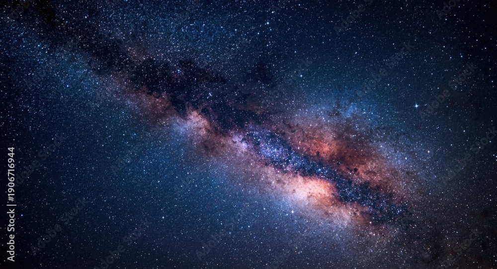 Fototapeta premium Abstract starry night wallpaper displaying the Milky Way galaxy with a cosmic background