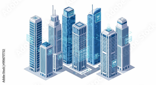 Modern Cityscape with Sleek Skyscrapers and Urban Architecture.