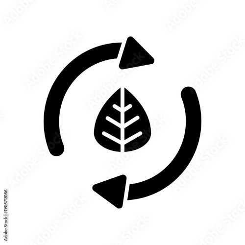 zero waste black line icon.