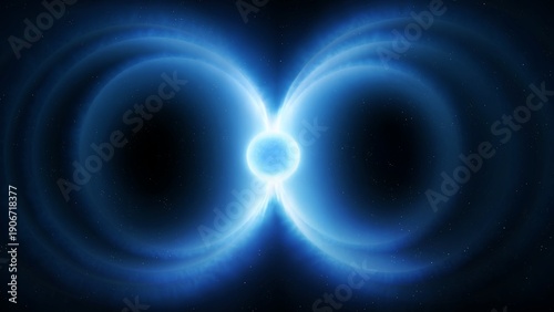 Neutron star in space. Pulsar with a powerful magnetic field. Remnant of the star's core on a black background.