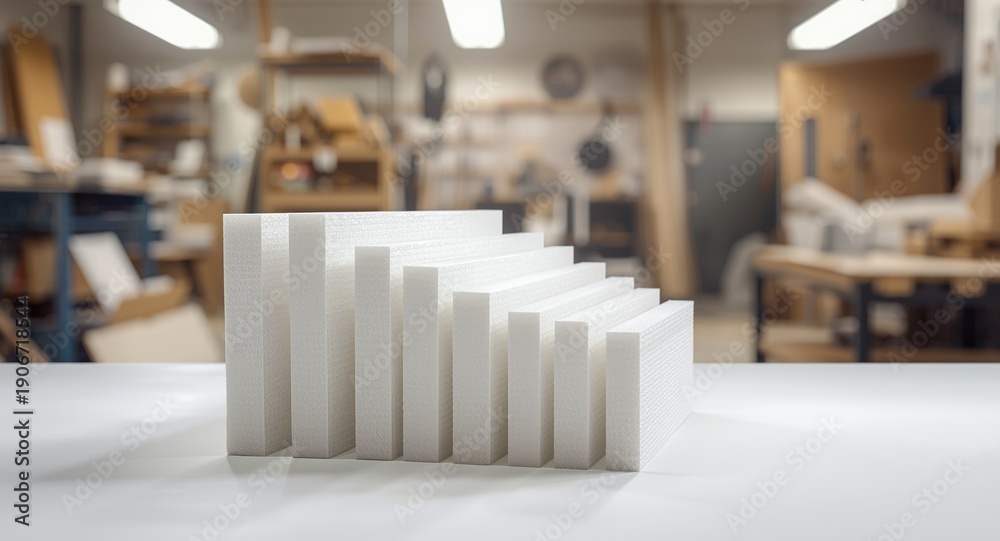 Fototapeta premium Arranged rigid PVC foam sheets tailored for crafting and construction versatility