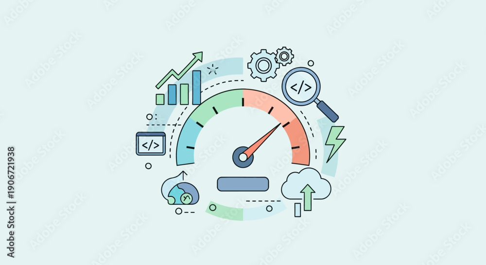Fototapeta premium Conceptual illustration of technology and data speed optimization.
