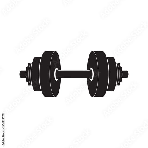 Dumbbells lie  silhouette flat illustration design on white background