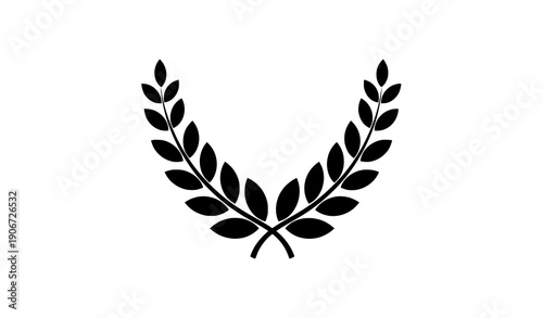 V-shaped laurel wreath black silhouette vector illustration isolated on transparent background