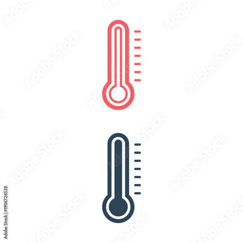 Thermometer icons set in trendy flat design.