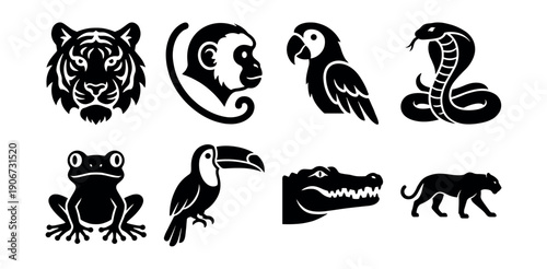 Animal silhouette icons set