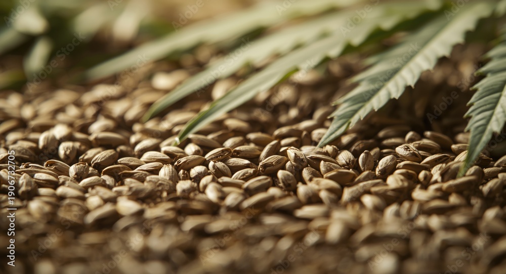 Obraz premium Hemp seed pattern showcasing dietary benefits and plant aspects