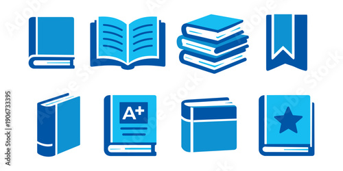 Blue book-themed icons set