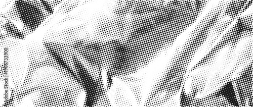 Wrinkled halftone foil texture with rough dotted bitmap pattern. Grunge metallic background. Vector illustration 