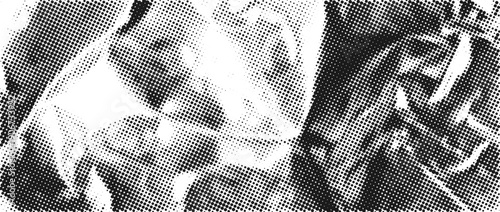 Aged halftone crumpled foil texture with dotted bitmap grain. Grunge wrinkled metallic background in pop art style. Vector illustration 