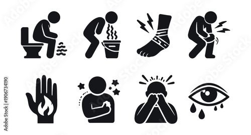 Health and Physical Symptoms Line Icons Set
