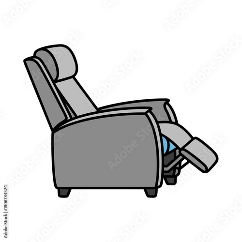 Comfortable gray recliner chair with footrest in side profile view for home relaxation and interior decor inspiration