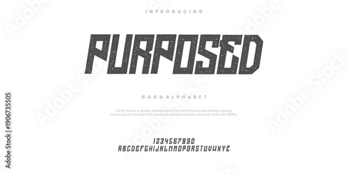 Purposed rough abstract digital alphabet font typography. Bold Condensed Display Font. Vector illustration