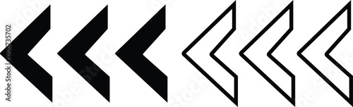 Arrow icon set in flat and line style, direction pointer symbol collection and group, black monochrome vector illustration isolated on transparent background for web and app interface