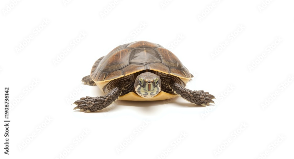 Obraz premium juvenile turtle positioned on a flat white background offering full view
