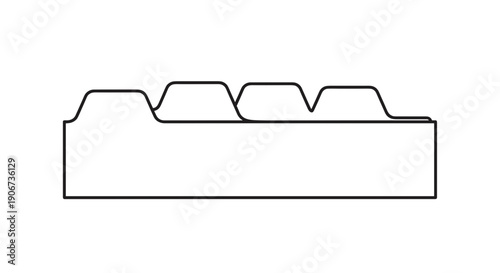Black and white isolated outline of tabbed divider on a plain white background