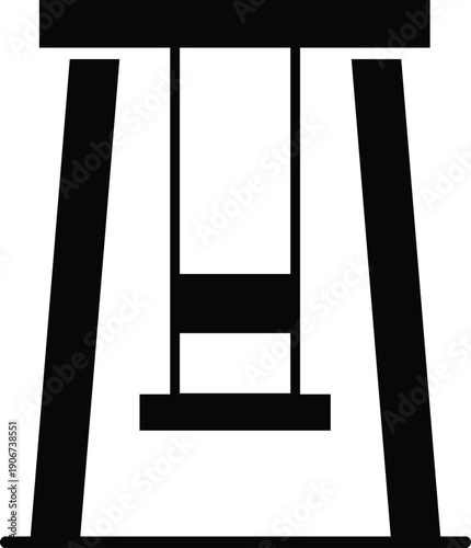  black silhouette of a white chair , 3d illustration of an old swing made of iron in white color 