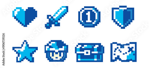 Classic Pixel Art Gaming Icons Set
