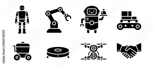 Robotics and Automation Solid Icons Set