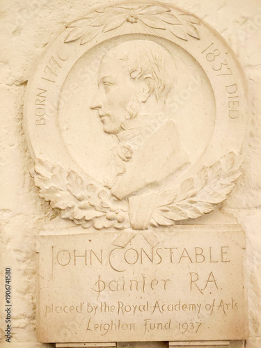 commemorative plaque of the painter John Constable, crypt of Saint Paul's Cathedral, London, England, Great Britain, Europe