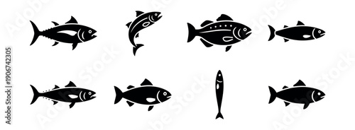 Fish silhouettes minimalistic set