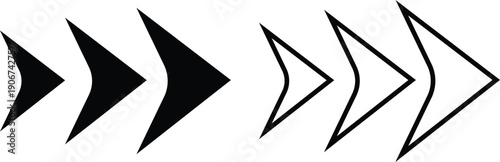 Arrow icon set in flat and line style, direction pointer symbol collection and group, black monochrome vector illustration isolated on transparent background for web and app interface