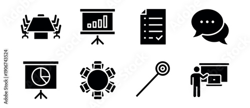 Meeting and Presentation Icons Set