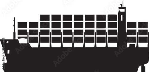 Massive Cargo Container Ship Silhouettes for Global Logistics and Trade Branding