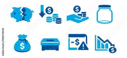 Financial and Economic Caution Icons Set