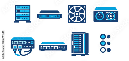 Computer Networking and Server Equipment Icons Set