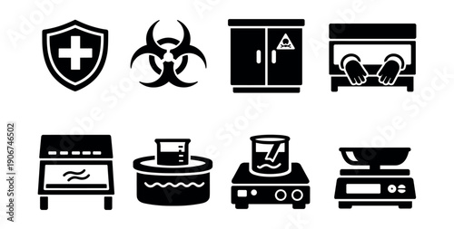 Laboratory and Safety Symbols Icon Set