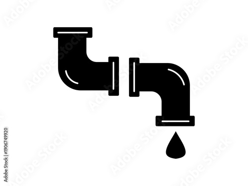 Black water pipe icon in a simple flat silhouette style	
