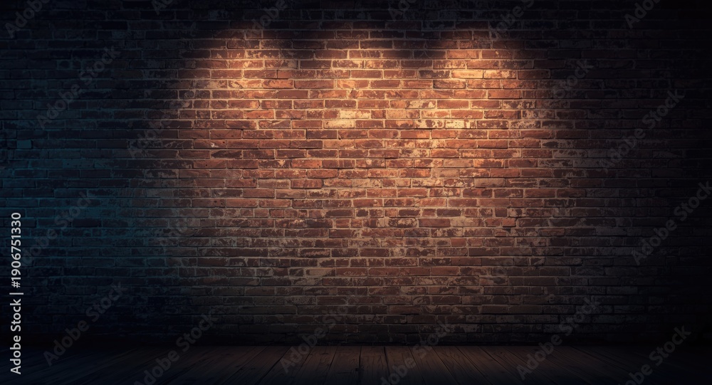 Naklejka premium brick wall backdrop with intense spotlight illumination