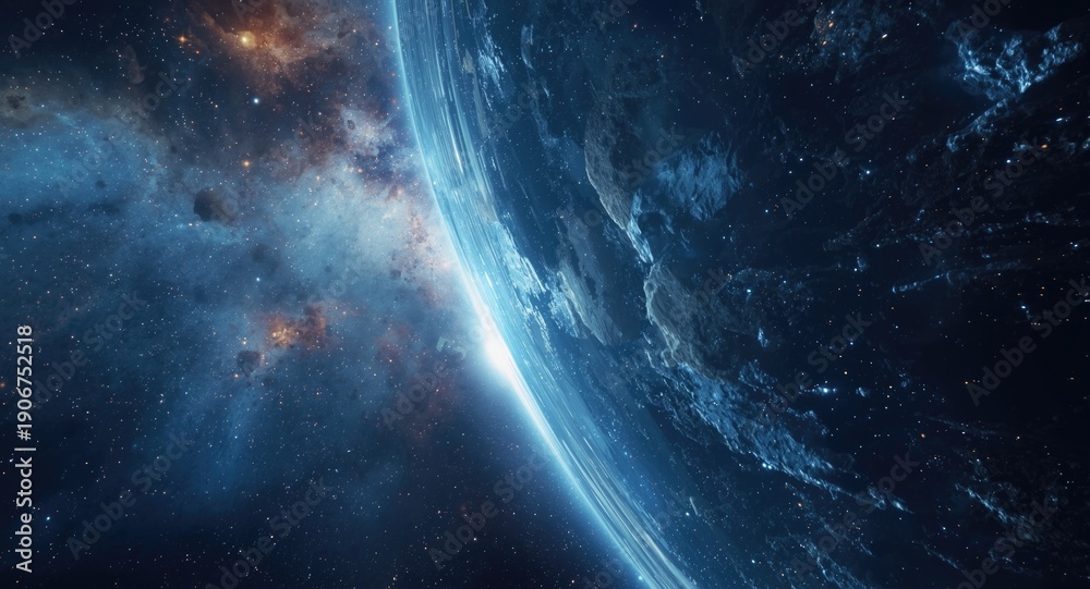 Fototapeta premium Creative scientific visions realized by virtual humans in celestial domains