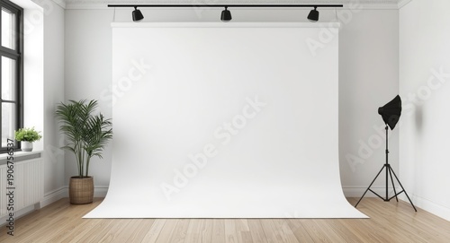 Living room internal wall scene with stark white backdrop for design