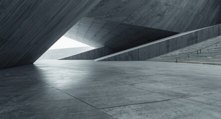abstract futuristic architecture with smooth concrete floor background