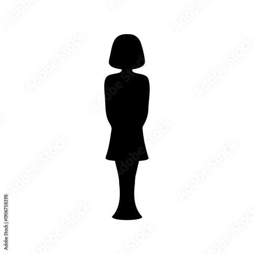 Silhouette of a woman with a short bob and a short skirt