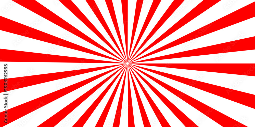 Fototapeta premium A vintage grunge vector illustration featuring a red and white sunburst pattern for a retro background design
