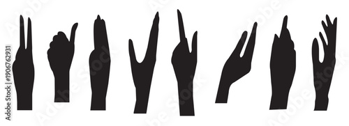 hands silhouettes raised hands silhouettes set of hand