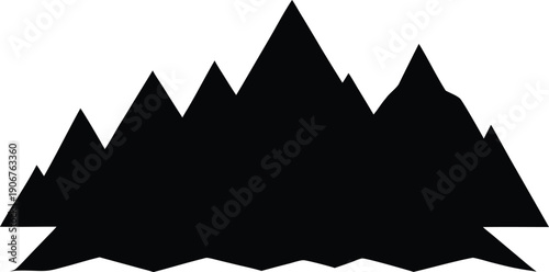 Black mountain range silhouette vector,Simple black mountain range silhouette against a stark Symbol
