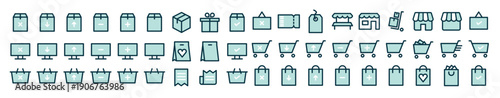 Set of icons related to commerce, sales, stores and shopping. Symbols for your web business.