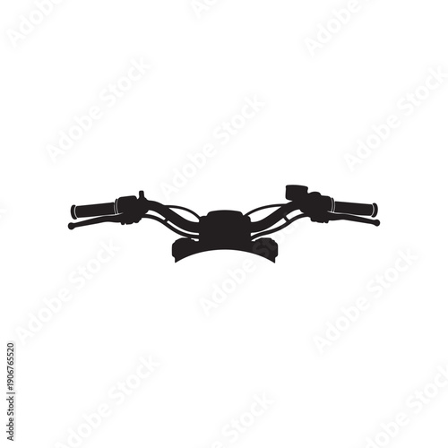 Motorbike or motorcycle handlebars front  silhouette flat illustration design on white background.