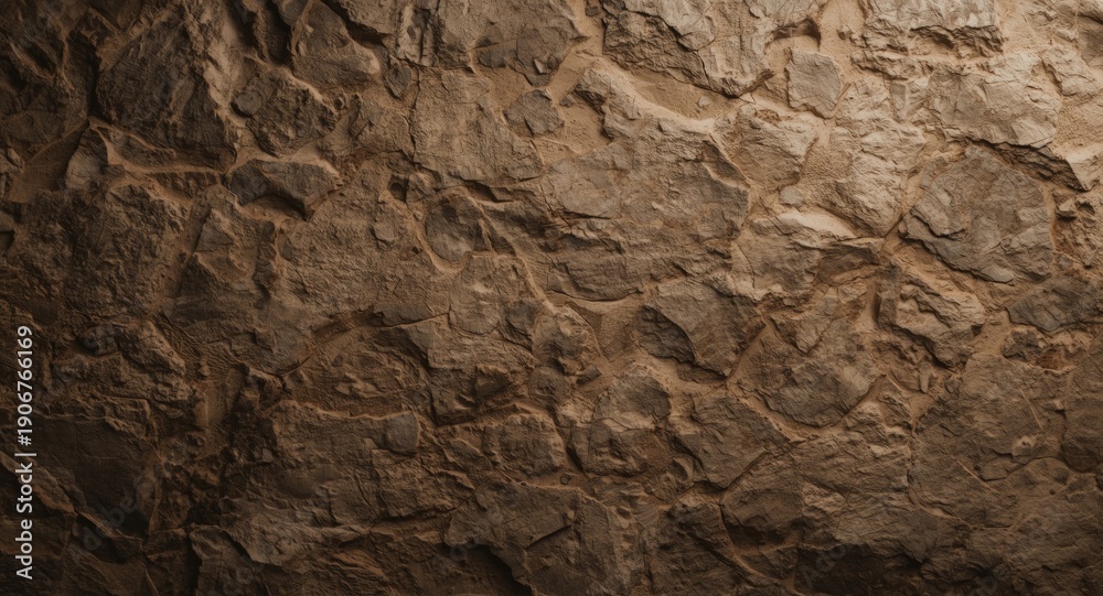 Fototapeta premium Brown stone texture wall with copy space and irregular surface finish