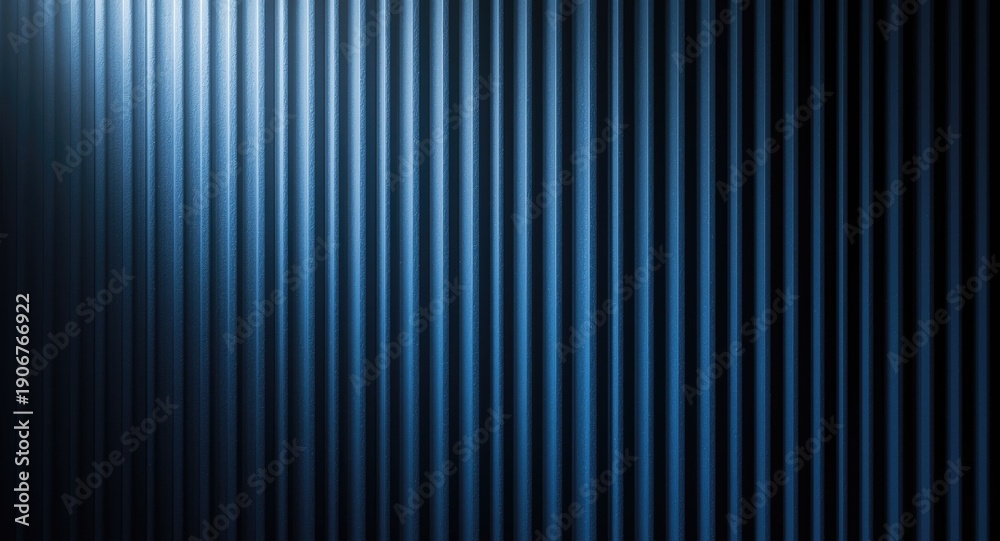Obraz premium Blue smooth textured backdrop displaying corrugated metal pipe pattern with diffuse light