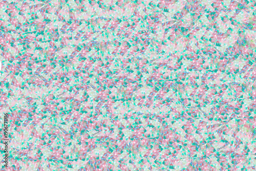 Abstract 3D stereogram pattern with hidden image, teal and pink geometric shapes on light background, optical illusion texture