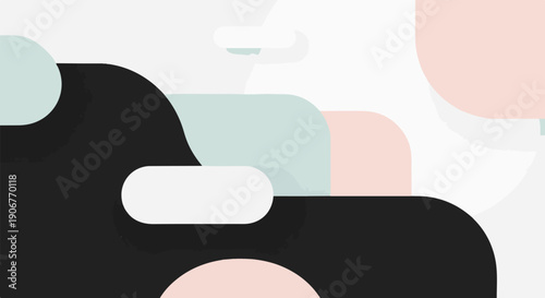 Abstract geometric shapes in soft pastel colors and dark tones overlaying
