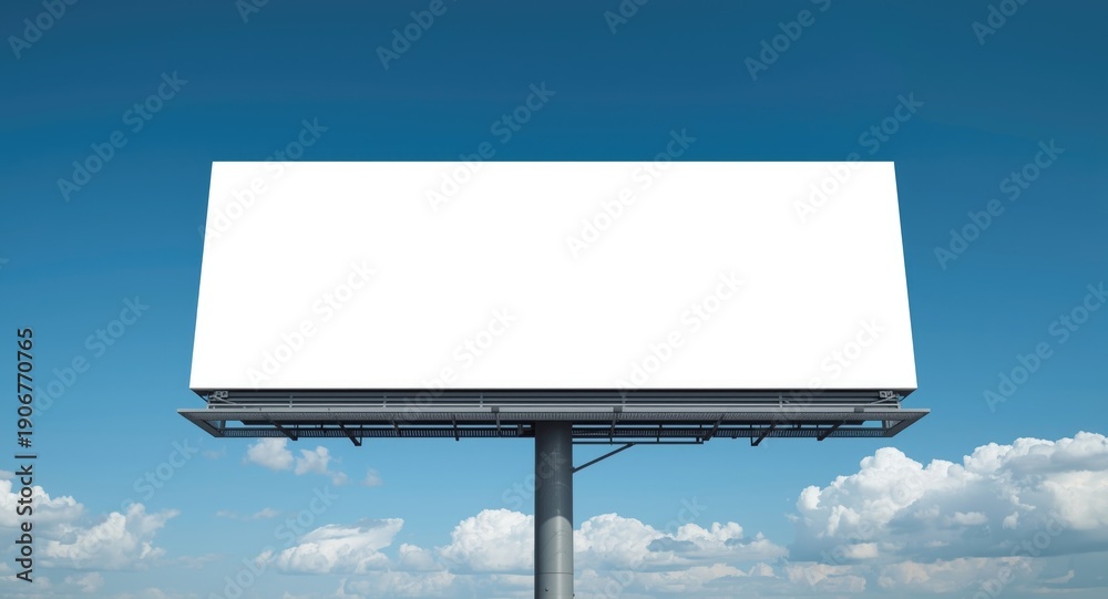 Fototapeta premium Blank white roadside billboard with extensive copy space for messaging
