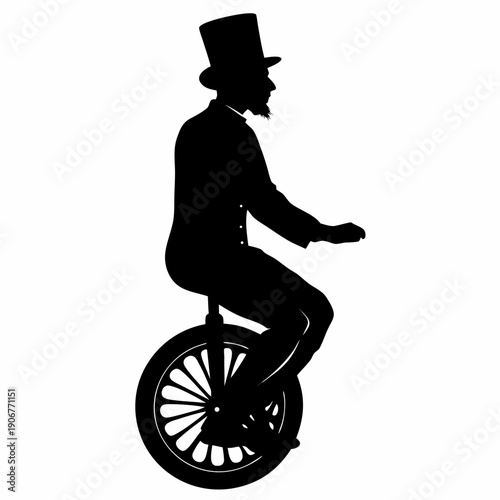 Vintage Gentleman on Unicycle Silhouette