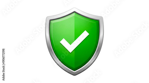 Green protection shield icon with check mark
