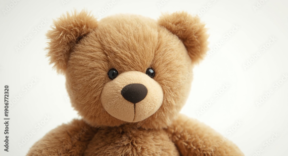 Fototapeta premium Brown teddy bear with detailed texture on fresh white background